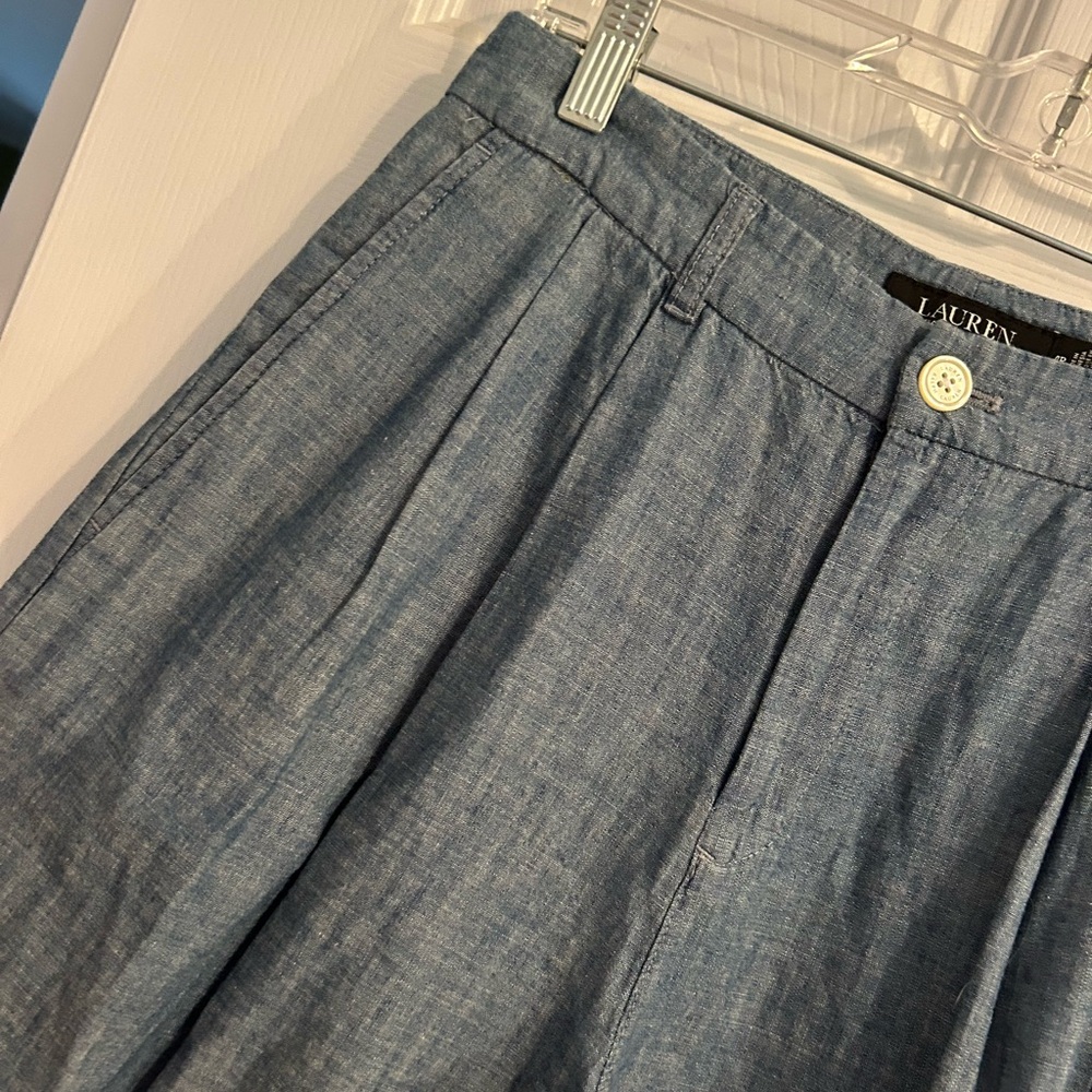 Ralph Lauren Pleated Chambray Wide Leg Pants - Picture 6 of 12